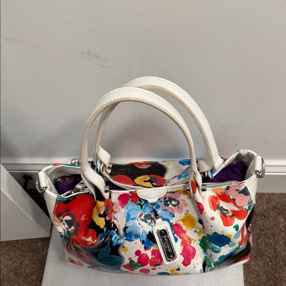Sharif floral paint splatter shoulder bag purse - Picture 13 of 16
